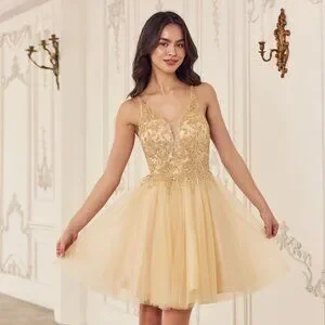 short ball dress Trendy White V Neck Junior Short Prom Dress JTSH052